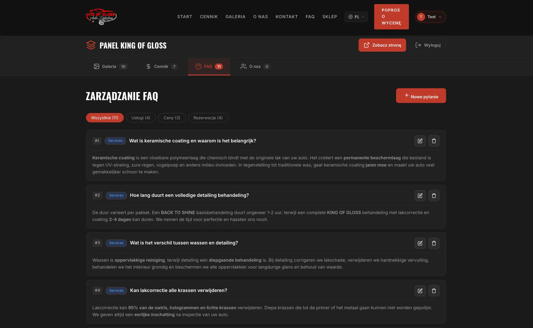 Panel FAQ — wielojęzyczne pytania pod kontrolą klienta