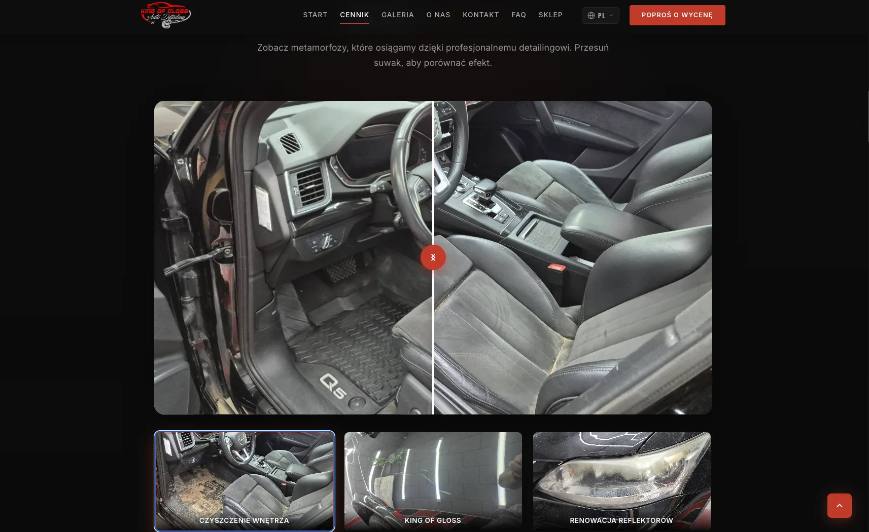 Porównanie before/after — efekt widoczny, nie opisywany