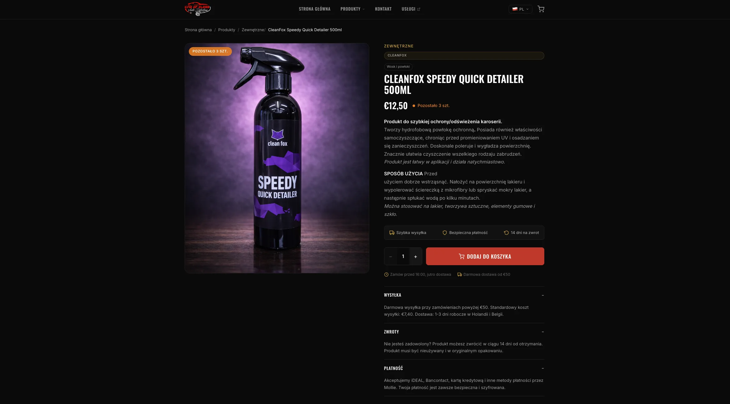 Karta produktu — wszystko w jednym widoku, bez klikania dalej